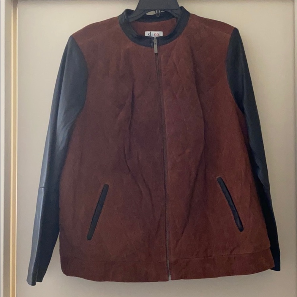 Quilted Suede & Lamb Leather Zip FrontBomberJacket